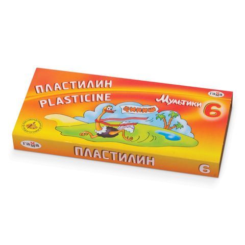 Пластилин классический ГАММА 5 шт. &quot;Мультики&quot;, 6 цветов, 120 г, со стеком, картонная упаковка, 280015/281015