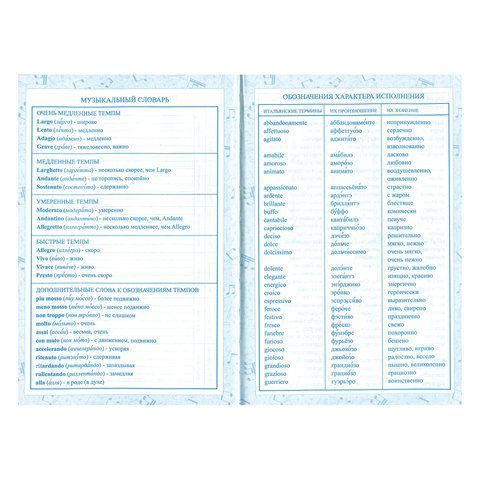 Дневник для музыкальной школы 140х210 мм, 48 л., твердый, BRAUBERG, справочный материал, &quot;Музыка&quot;, 104975