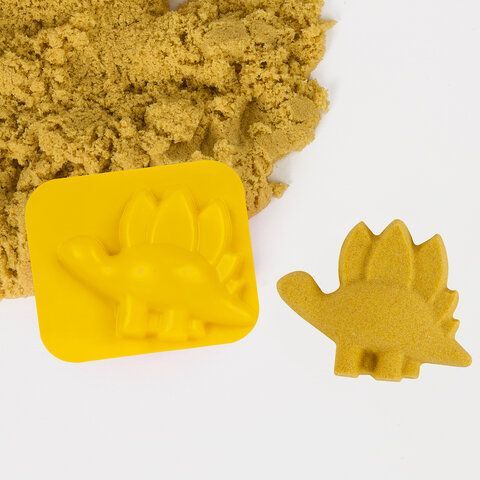 Песок для лепки кинетический ЮНЛАНДИЯ, желтый, 500 г, 2 формочки, ведерко, 104995
