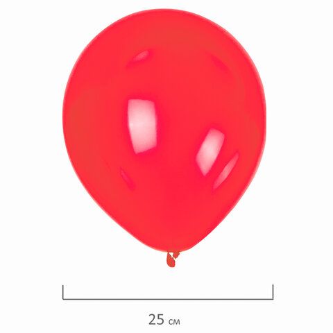 Шары воздушные ЗОЛОТАЯ СКАЗКА, 10&quot; (25 см), КОМПЛЕКТ 50 штук, красные, пакет, 104998