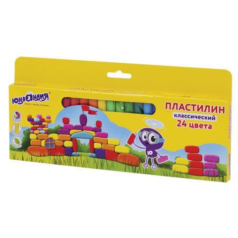 Пластилин классический ЮНЛАНДИЯ &quot;ЮНЛАНДИК-АРХИТЕКТОР&quot;, 24 цвета, 480 г, ВЫСШЕЕ КАЧЕСТВО, 105031