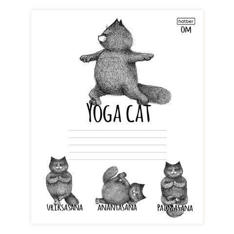 Тетрадь 24 л., HATBER 20 шт., клетка, обложка картон, &quot;Animals Yoga&quot; (5 видов), 24Т5В1