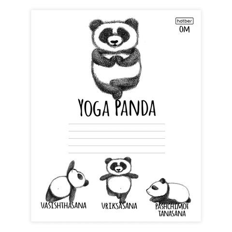 Тетрадь 24 л., HATBER 20 шт., клетка, обложка картон, &quot;Animals Yoga&quot; (5 видов), 24Т5В1