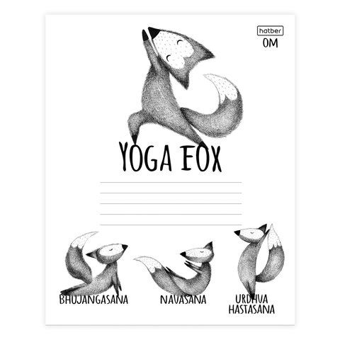Тетрадь 24 л., HATBER 20 шт., клетка, обложка картон, &quot;Animals Yoga&quot; (5 видов), 24Т5В1