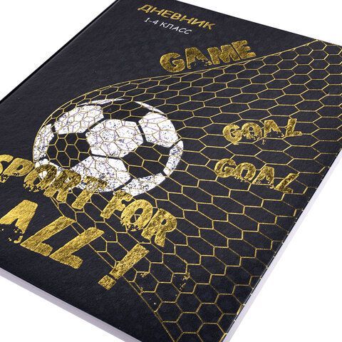 Дневник 1-4 класс 48 л., кожзам (гибкая), печать, фольга, ЮНЛАНДИЯ, &quot;Football&quot;, 106159