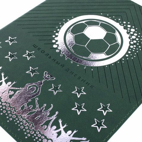 Дневник 1-11 класс 48 л., кожзам (гибкая), термотиснение, фольга, BRAUBERG, &quot;Football&quot;, 106170