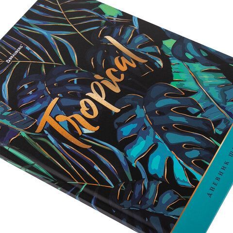 Дневник 5-11 класс 48 л., твердый, BRAUBERG, блестки, с подсказом, &quot;Tropics&quot;, 106421