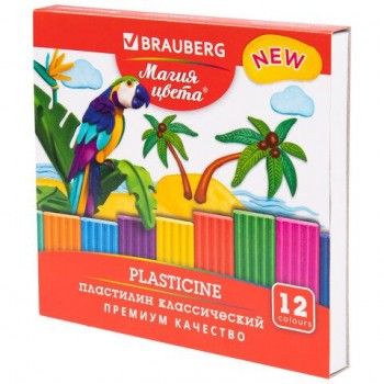 Пластилин классический BRAUBERG 2 шт. "МАГИЯ ЦВЕТА NEW", 12 цветов, 240 г, стек, ВЫСШЕЕ КАЧЕСТВО, 106426