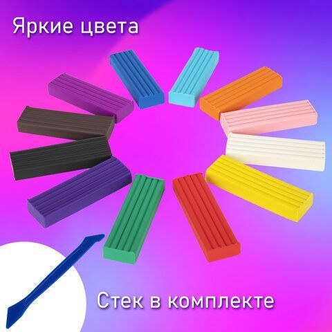 Пластилин классический BRAUBERG KIDS 2 шт., 12 цветов, 240 г, стек, ВЫСШЕЕ КАЧЕСТВО, 106436