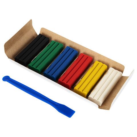 Пластилин мягкий восковой BRAUBERG KIDS 3 шт., 6 цветов, 90 г, со стеком, 106493