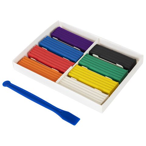Пластилин классический BRAUBERG KIDS 2 шт., 8 цветов, 160 г, со стеком, 106501
