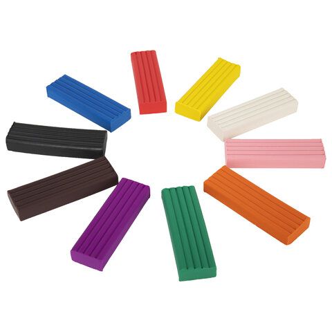 Пластилин классический BRAUBERG KIDS 2 шт., 10 цветов, 200 г, со стеком, 106504