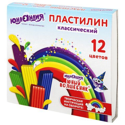 Пластилин классический ЮНЛАНДИЯ &quot;ЮНЫЙ ВОЛШЕБНИК&quot;, 12 цветов, 240 г, со стеком, 106506
