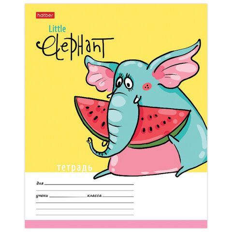 Тетрадь 12 л. HATBER 10 шт. клетка, обложка картон, &quot;Little Elephant&quot; (5 видов в спайке), 12Т5В1