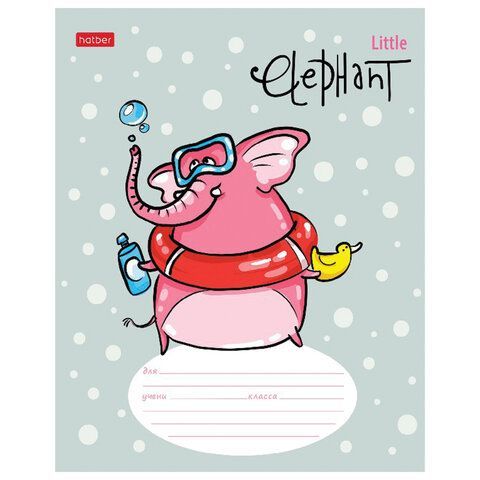 Тетрадь 12 л. HATBER 10 шт. линия, обложка картон, &quot;Little Elephant&quot; (5 видов в спайке), 12Т5В2