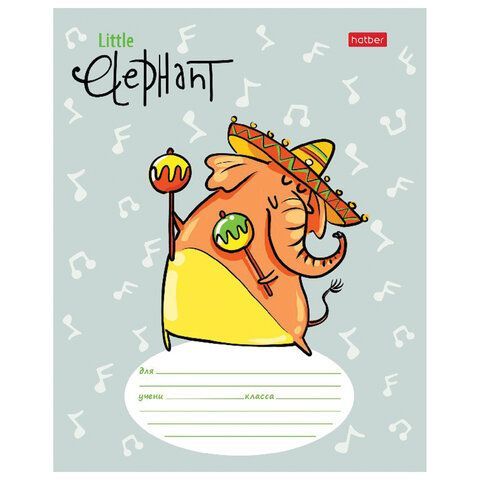 Тетрадь 12 л. HATBER 10 шт. линия, обложка картон, &quot;Little Elephant&quot; (5 видов в спайке), 12Т5В2