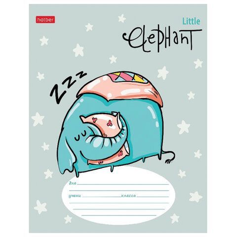 Тетрадь 12 л. HATBER 10 шт. линия, обложка картон, &quot;Little Elephant&quot; (5 видов в спайке), 12Т5В2