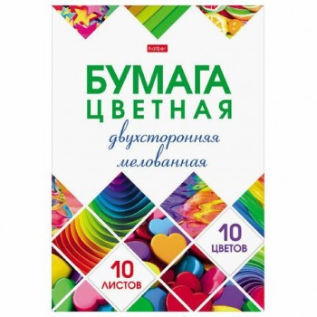 Цветная бумага А4 2-сторонняя мелованная, 10 листов 10 цветов, папка, HATBER 3 шт., "Мозаика", 194х280 мм, 10Бц4м_24267