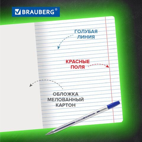Тетради 18 л. КОМПЛЕКТ 10 шт. BRAUBERG "КЛАССИКА", линия, обложка картон, СИНЯЯ, 106660