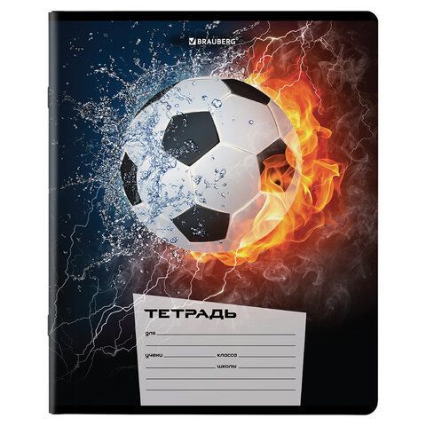 Тетради 12 л. КОМПЛЕКТ 10 шт. BRAUBERG, клетка, обложка картон, ФУТБОЛ, 106666