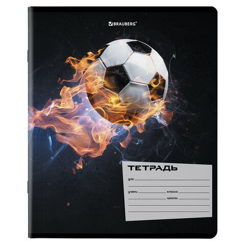 Тетради 12 л. КОМПЛЕКТ 10 шт. BRAUBERG, клетка, обложка картон, ФУТБОЛ, 106666