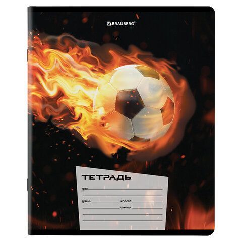 Тетради 12 л. КОМПЛЕКТ 10 шт. BRAUBERG, клетка, обложка картон, ФУТБОЛ, 106666
