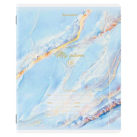 Тетради 18 л. КОМПЛЕКТ 10 шт. BRAUBERG, клетка, обложка картон, "МРАМОР", 106668