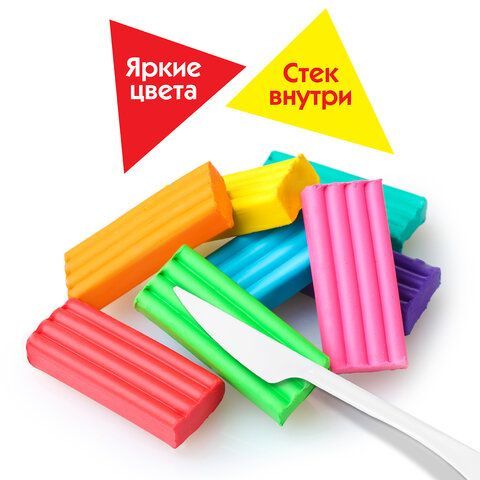 Пластилин классический ПИФАГОР 4 шт. &quot;Веселая такса&quot;, 6 цветов, 90 г, СО СТЕКОМ, 106674