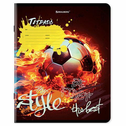 Тетради ДЭК 18 л. КОМПЛЕКТ 10 шт., BRAUBERG, клетка, обложка картон, Футбол, 106756