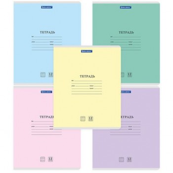 Тетради ДЭК 12 л. КОМПЛЕКТ 10 шт. BRAUBERG КЛАССИКА NEW, частая косая линия, обложка картон, АССОРТИ, 107056