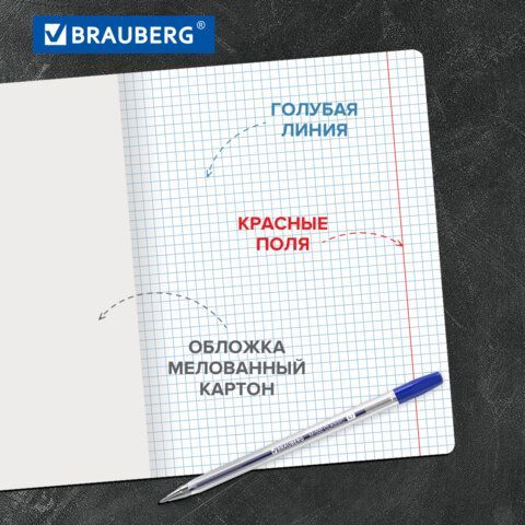 Тетради ДЭК 24 л., КОМПЛЕКТ 10 шт., BRAUBERG "КЛАССИКА", клетка, обложка картон, ЧЕРНАЯ, 107095