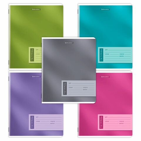 Тетради ДЭК 12 л., КОМПЛЕКТ 10 шт., BRAUBERG, клетка, обложка картон, "ONE COLOUR", 107313