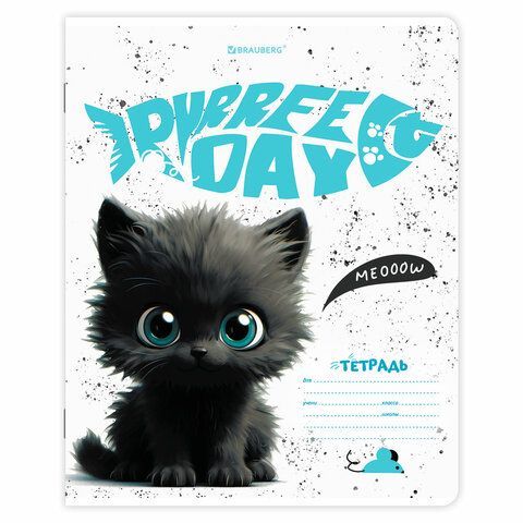 Тетради ДЭК 18 л. КОМПЛЕКТ 10 шт. BRAUBERG, клетка, обложка картон, "КОТИКИ", 107335