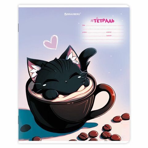 Тетради ДЭК 18 л. КОМПЛЕКТ 10 шт. BRAUBERG, клетка, обложка картон, "КОТИКИ", 107335