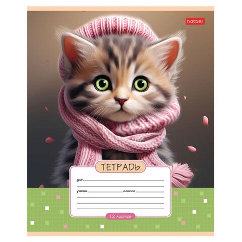 Тетрадь 12л. HATBER 20 шт. клетка, обложка картон, Мы-котики! (микс в спайке), 12Т5В1