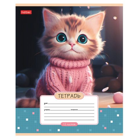 Тетрадь 12л. HATBER 20 шт. клетка, обложка картон, Мы-котики! (микс в спайке), 12Т5В1