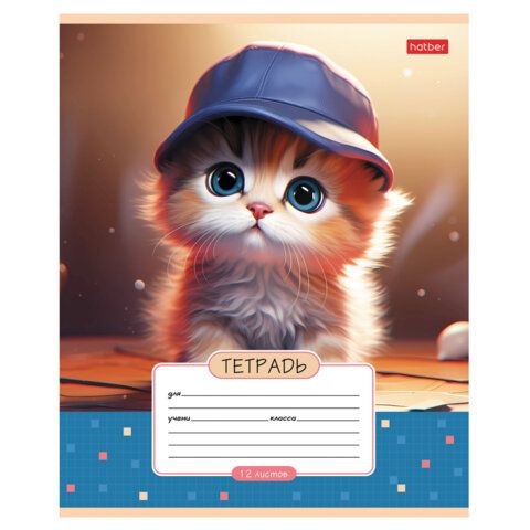 Тетрадь 12л. HATBER 20 шт. клетка, обложка картон, Мы-котики! (микс в спайке), 12Т5В1