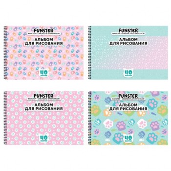 Альбом д/рис. А4 40л., гребень, обложка картон, BRAUBERG, 205х290мм, кросс-серия "КОШАЧЬИ ЛАПКИ", 107520