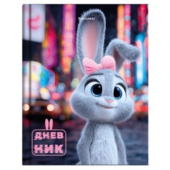 Дневник 1-4 класс 48л, твердый, BRAUBERG 12 шт., глянцевая ламинация, с подсказом, Милая крольчиха, 107591