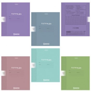 Тетрадь обложка пластик, 12л. клетка, HATBER 60 шт., Color Set (микс в спайке), 092025, 12Т5В1пл