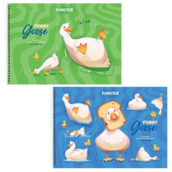 Альбомы д/рис. ДЭК, А4, 40 л., КОМПЛЕКТ 2шт, гребень, выборочный лак, FUNSTER, 200х290мм, Гуси, 107736