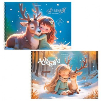 Альбомы д/рис. ДЭК, А4, 40 л., КОМПЛЕКТ 2 шт., гребень, обложка картон, BRAUBERG, 200х290мм, "Душа леса", 107743