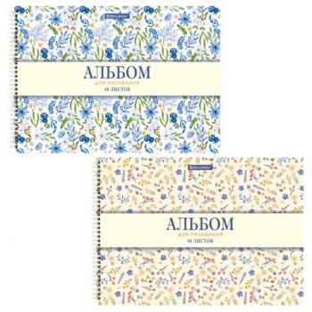 Альбомы д/рис. ДЭК, А4, 40 л., КОМПЛЕКТ 2 шт., гребень, рельефный картон, BRAUBERG, 200х290 мм, "Паттерн", 107744