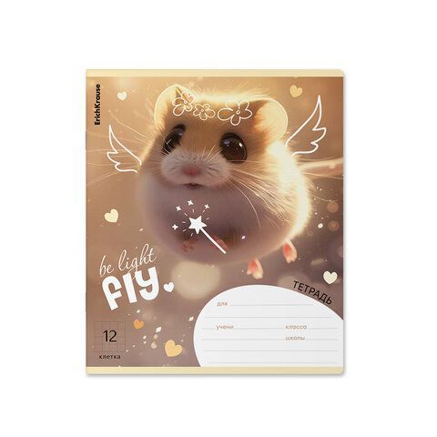 Тетрадь 12л. ErichKrause клетка, обложка картон, Fluffy, (микс в спайке), 63248