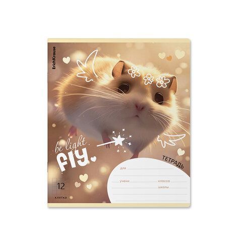 Тетрадь 12л. ErichKrause клетка, обложка картон, Fluffy, (микс в спайке), 63248