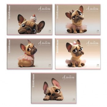 Альбом д/рис. А4 24л., скоба, обложка картон, ErichKrause, 203х297мм, Frenchie (микс, 63446