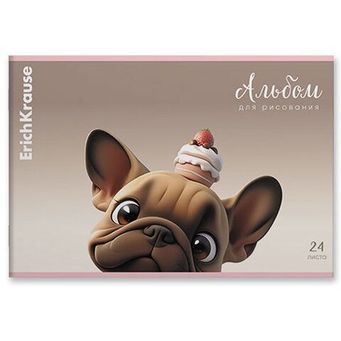 Альбом д/рис. А4 24л., скоба, обложка картон, ErichKrause, 203х297мм, Frenchie (микс, 63446