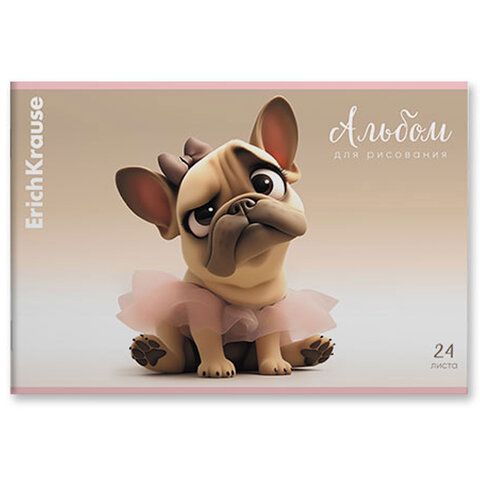 Альбом д/рис. А4 24л., скоба, обложка картон, ErichKrause, 203х297мм, Frenchie (микс, 63446