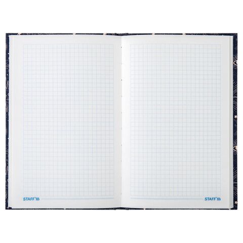 Блокнот А5 134х206 мм, 80 л., твердый, клетка, тиснение фольгой, STAFF, &quot;Blue sky&quot;, 111612