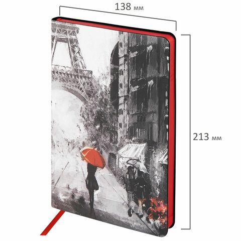 Ежедневник недатированный А5 (138х213 мм), BRAUBERG VISTA, под кожу, гибкий, 136 л., &quot;Paris&quot;, 111992